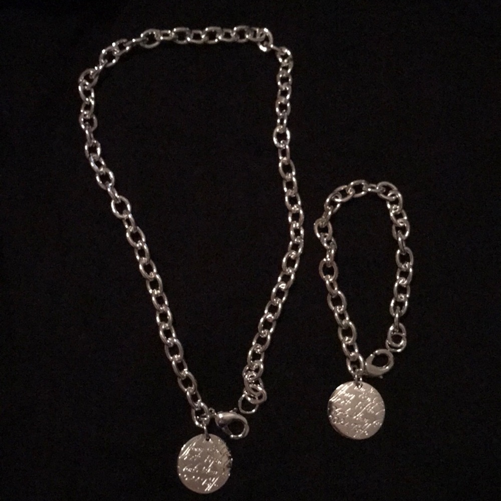 Silver matching choker and bracelet